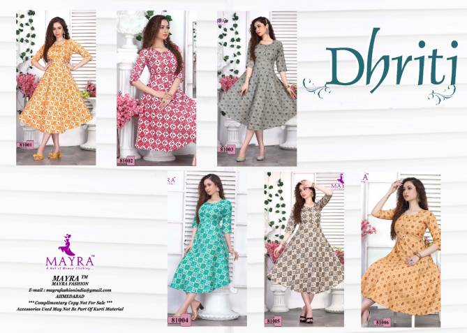 Mayra Dhriti Printed Designer Regular Wear Anarkali Kurti Collection
